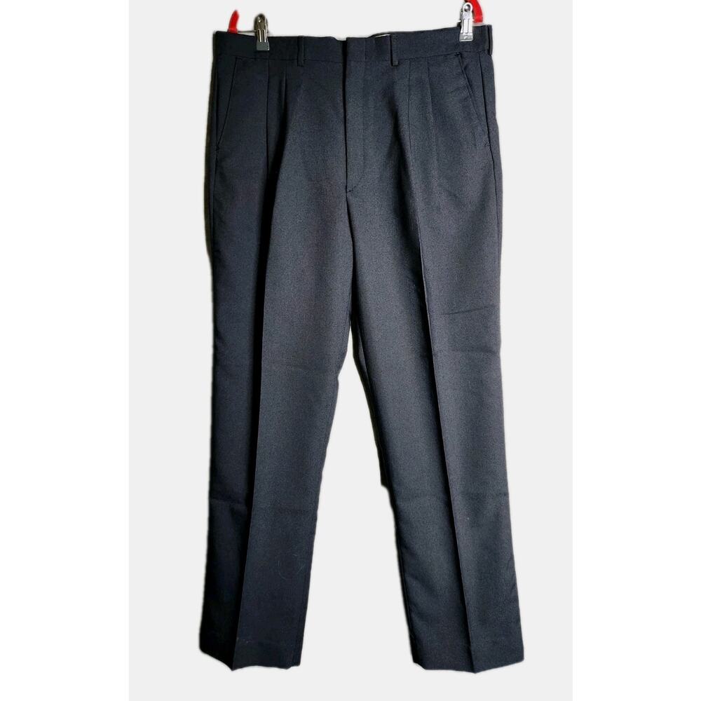 Munsingwear Men's Dress Pants Size 36/32 Navy Blue Polyester Wool Front Pleated